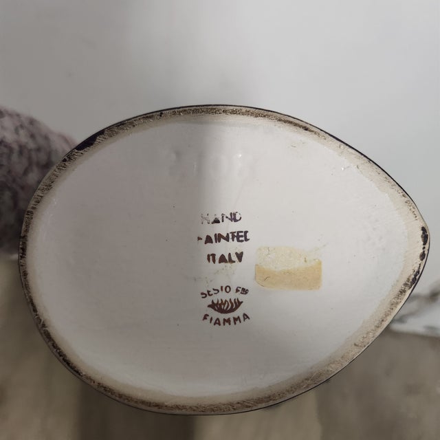 Mid-Century Italian Lustreware Vase by Studio Fiamma – Hand-Painted Sailboat Scene, Iridescent Blue & Gold Trim For Sale - Image 12 of 13