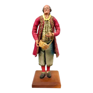 18th Century Neapolitan Crèche Figure, Terracotta & Wood Elderly Man