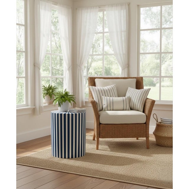 Plastic Modernist Moroccan Inlay Style Striped Resin Pedestal Table For Sale - Image 7 of 9