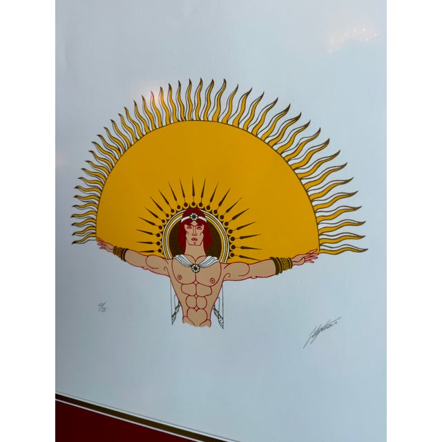 Wood Signed Stephan "Sun" Limited Edition Serigraph 69/75 Art Deco Revival Silkscreen 1980s For Sale - Image 7 of 18