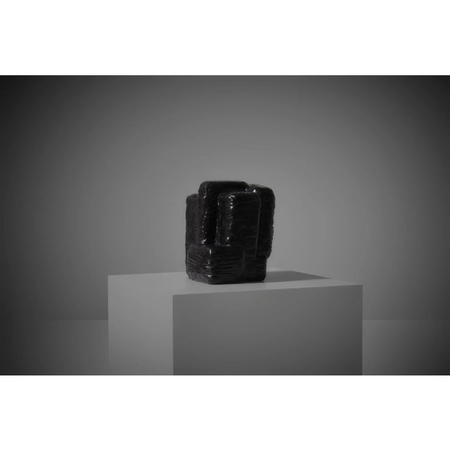 Black Vintage Black Ceramic Cubist Sculpture, 1970s For Sale - Image 8 of 10