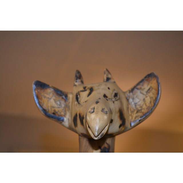 Goldenrod Hand Crafted 5.5' Golden Wood & Brown Standing Wooden Giraffe For Sale - Image 8 of 17