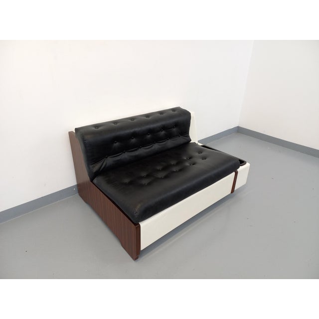 Vintage Italian Sofa Bed with Integrated Lighting in Skai, Fiberglass and Rosewood by Beka Tortuga, 1970s For Sale - Image 14 of 18