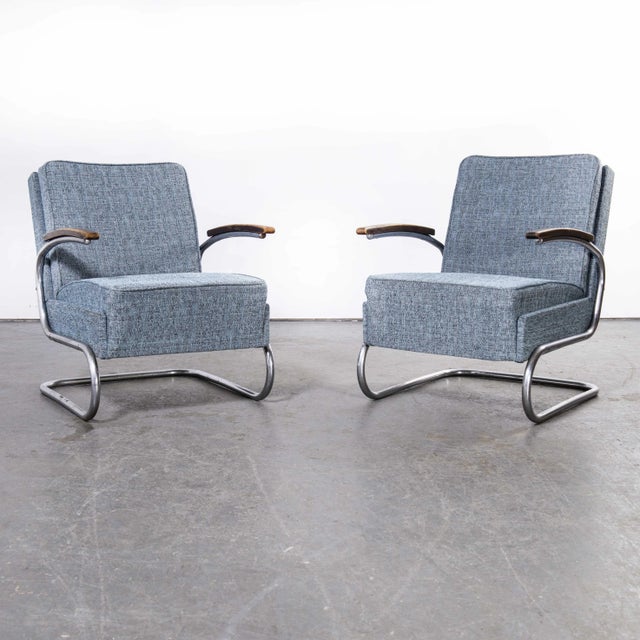 Bauhaus Blue Fleck Armchair by Mart Stam for Mucke Melder, 1930s For Sale - Image 3 of 12