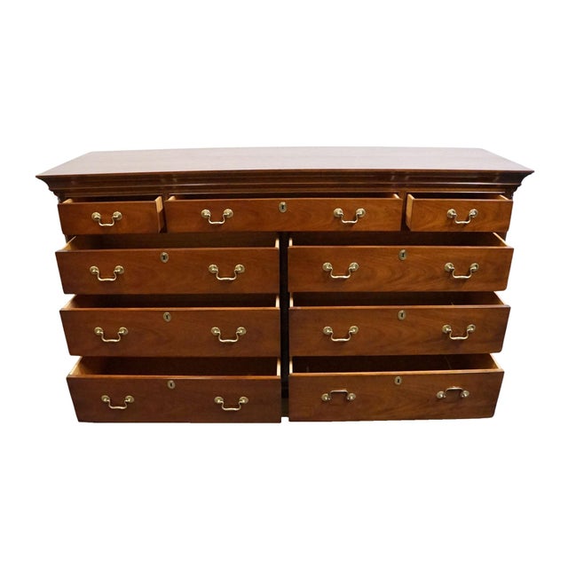 Late 20th Century Hickory Chair James River Collection Solid Cherry Traditional 68" Double Dresser For Sale - Image 5 of 13