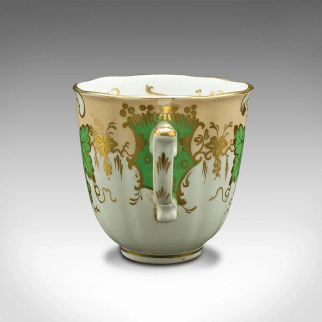 1850s Victorian Set of 4 English Antique Coffee Cups, Bone China, Cup and Saucer For Sale - Image 6 of 11