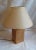 Vintage Table Lamp with Light Ash Wooden Foot with Basket Mesh and Beige Paper Umbrella, 1970s For Sale - Image 4 of 6