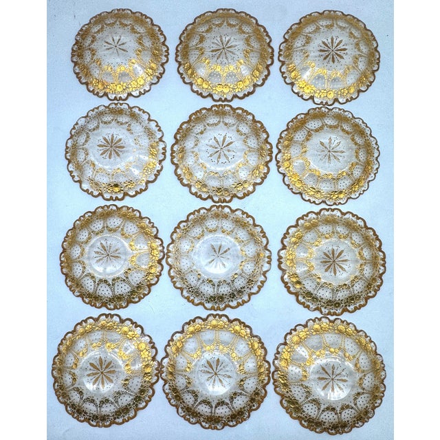 Late 19th Century Set of 12 Belle Époque Cut Glass and Gilt Dessert Plates, circa 1890–1910 For Sale - Image 5 of 18