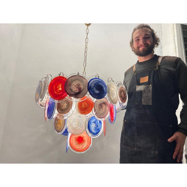 Large Space Age Murano Disc Chandelier, 1970s For Sale - Image 11 of 16