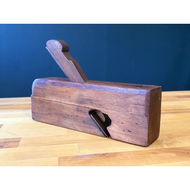 Antique Handcrafted Wood Plane 9.5 Inches Long With a Forged Steel Cutting Blade For Sale - Image 4 of 10