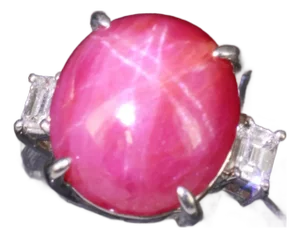 Late 20th Century 14.26 Natural Double Star Ruby & 0.38ct Diamond Platinum Ring Size 5.75