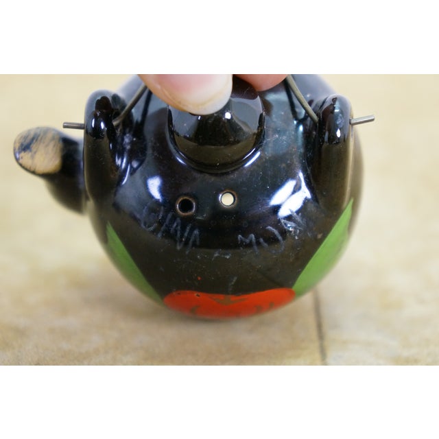 Mid 20th Century Japanese Redware Kitchen Wall Pocket Spice Rack Tea Coffee Shakers Set 8" For Sale - Image 14 of 18