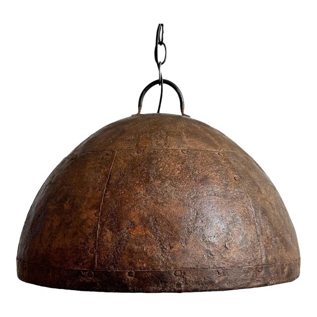 Vintage Iron Farmhouse Industrial Pendant Light For Sale