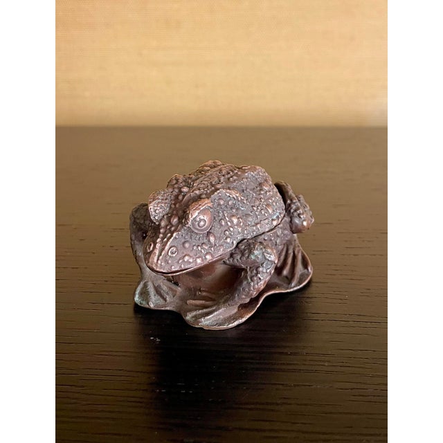 Vintage Japanese Cast-Metal Toad Trinket Box For Sale - Image 10 of 12