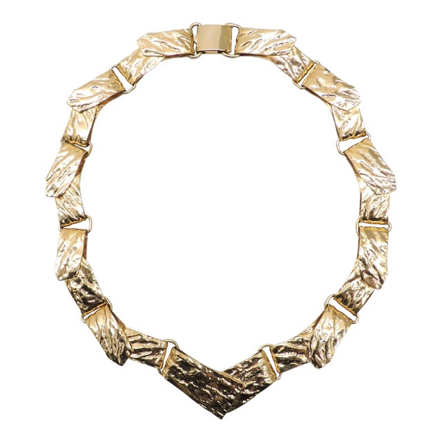 Vintage 1970s Signed Napier Modernist Goldtone Collar Necklace For Sale