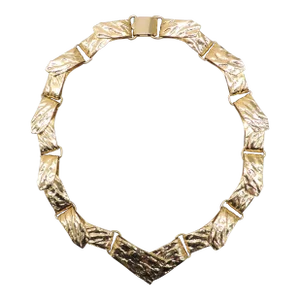 Vintage 1970s Signed Napier Modernist Goldtone Collar Necklace