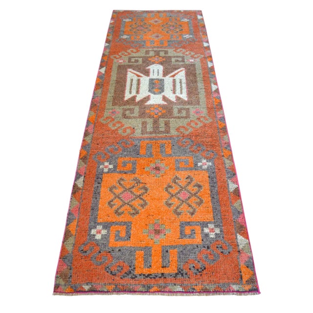 1970s Vintage Turkish Runner Rug – Handwoven Wool in Boho Tribal Anatolian Motif For Sale - Image 5 of 12