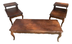 Vintage Bassett 1960s French Provincial 3-Piece Coffee & End Table Set – Solid Wood