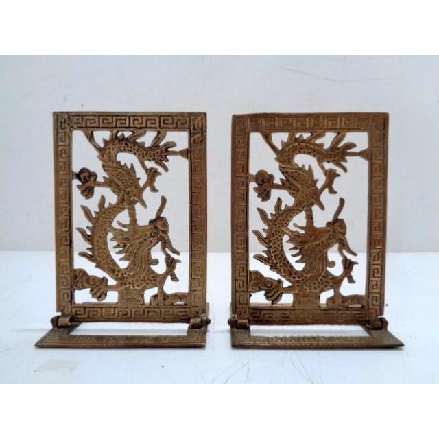 Vintage Chinese Brass Dragon Greek Key Bookends a Pair Chairish