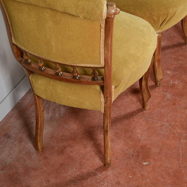 Walnut Chairs in Velvet, Set of 2 For Sale - Image 18 of 18