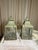 Pair of Vintage Metal Chinoiserie Pagoda-Style Hanging Lanterns With Weathered Sage Green Finish For Sale - Image 12 of 12