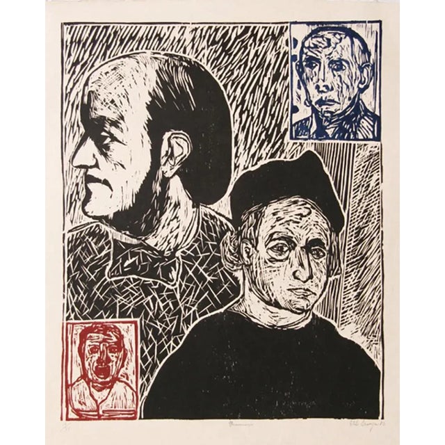 Modern Italo Scanga, Musicians, Woodcut For Sale - Image 3 of 3
