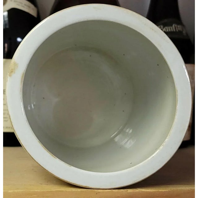 Antique 19th Century Chinese Famille Rose Porcelain Brush Pot Decorated With Flowers and Altar Fruit For Sale - Image 9 of 13