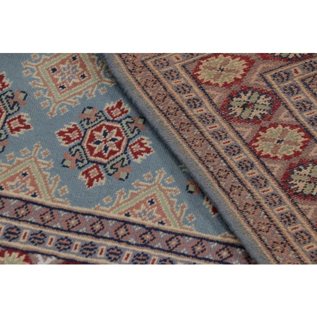 Beige Vintage Bokhara Rug in Soft Sky Blue With Geometric Patterns - Rug & Kilim For Sale - Image 8 of 8