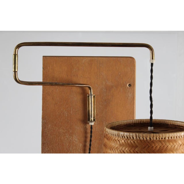 Flexible Wall Light in Brass and Cane in the style of Paavo Tynell, Denmark, 1950s For Sale - Image 10 of 15