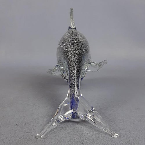 Sommerso Silver & Murano Glass Dolphin Sculpture by Fabio Tosi, 1970s Models & Figurines