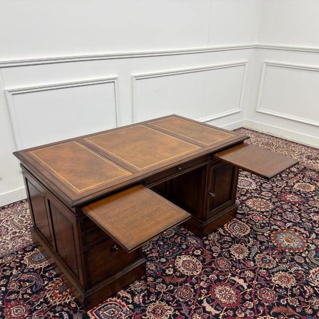 Classic English Chesterfield Desk in Brown Leather from RAC For Sale - Image 17 of 18