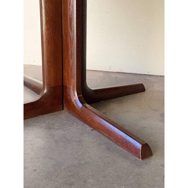 Mid-Century Modern Vintage Danish Mid-Century Round Oak Dining Table — Sculptural Pedestal Base 1960s For Sale - Image 3 of 10