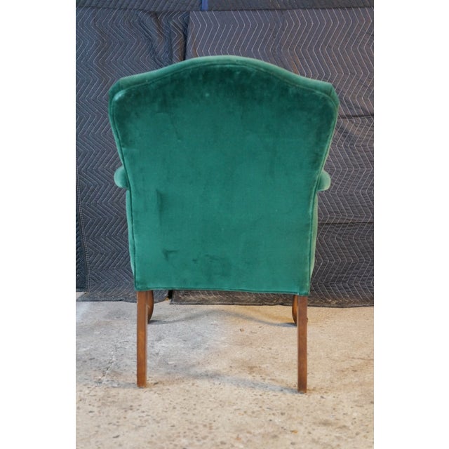 Victorian Revival Carved Mahogany Velvet Upholstered Library Reading Armchair For Sale - Image 14 of 18