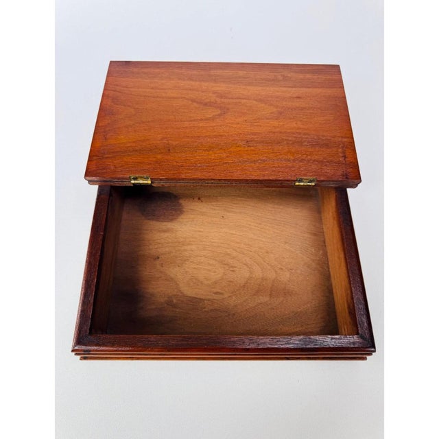 Vintage Hardwood Document Box With Hinged Lid For Sale - Image 10 of 12