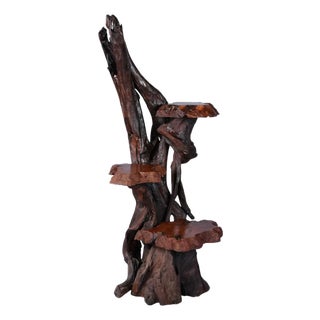 Large Rustic Live Edge Tree Trunk Plant Stand or Art Pedestal For Sale