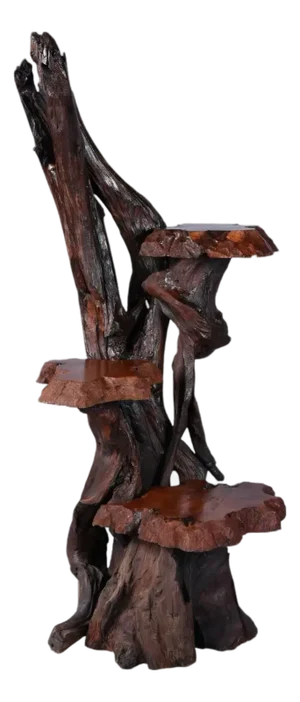 Large Rustic Live Edge Tree Trunk Plant Stand or Art Pedestal