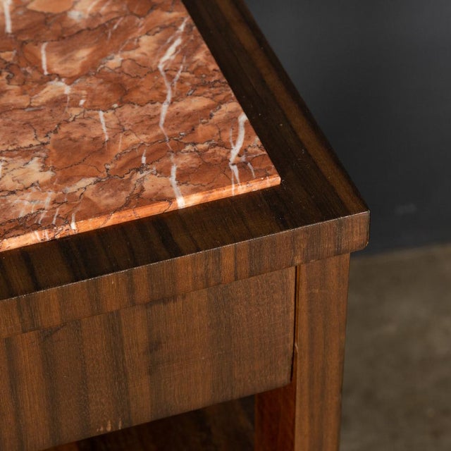 20th Century Italian Kingwood & Marble Bedside Cabinets, 1950s, Set of 2 For Sale - Image 11 of 18