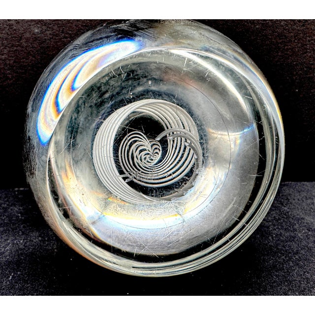 Signed Steuben White Swirl & Bubble Glass Egg Paperweight by George Thompson For Sale - Image 9 of 18
