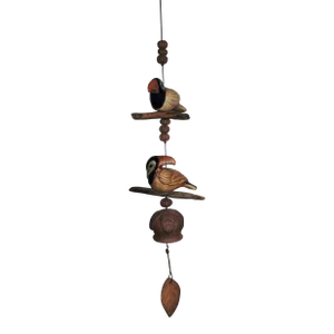 Vintage 1985 Hazel Olsen Pottery Ceramic Toucans Wind Chime