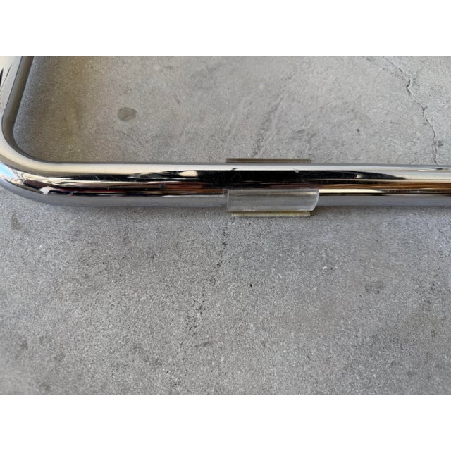 1960s Mies Van Der Rohe Style Chrome & Black Leather Cantilever Accent Desk Chair For Sale - Image 11 of 12
