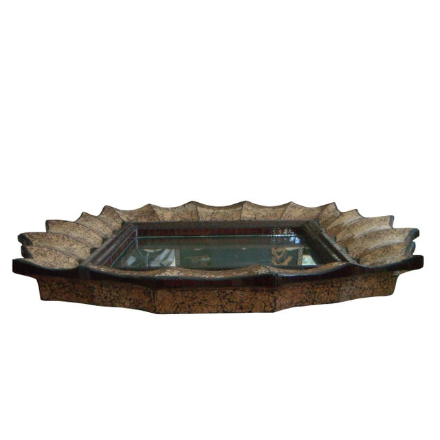 Large John Richard Designer Wall Mirror With Ruby and Golden Bronze Mosaic Glass Surround For Sale In Tampa - Image 6 of 8