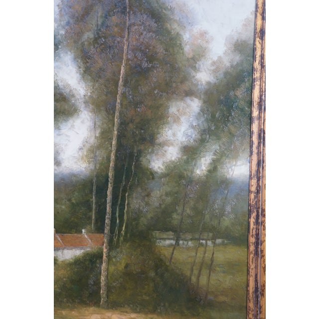 Late 20th Century L. Stephano Impressionist Country Farmhouse Landscape Oil Painting 83" For Sale - Image 11 of 15