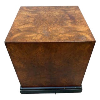 Mid-Century Modern Burled Wood Cube Table in Milo Baughman Style For Sale