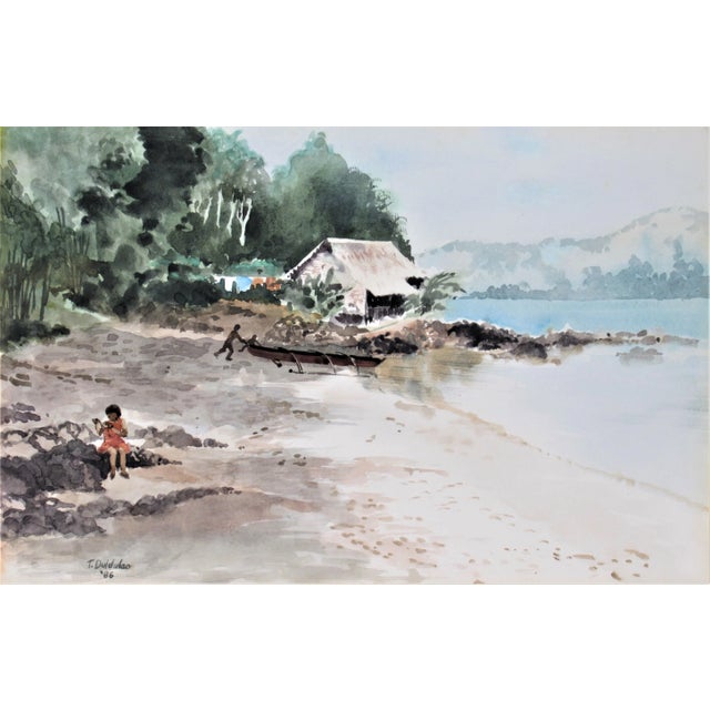 Teresita (Tessie) Duldulao, Coastal Landscape with Child, 1986 For Sale In San Francisco - Image 6 of 6