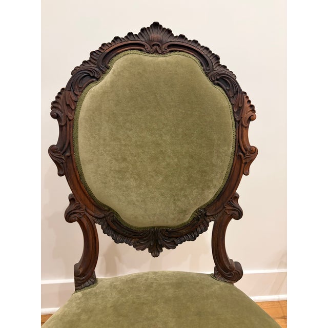 Victorian Rococo Revival Walnut Parlor Chairs - Pair For Sale - Image 10 of 12