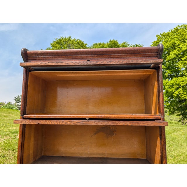 Antique Quartersawn Oak 5 Sections Stacking Barrister Bookcase With Desk 1900s For Sale - Image 15 of 18