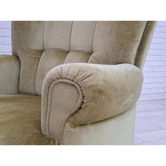 Green Danish Beech Wood Velour Chair, 1970s For Sale - Image 8 of 16