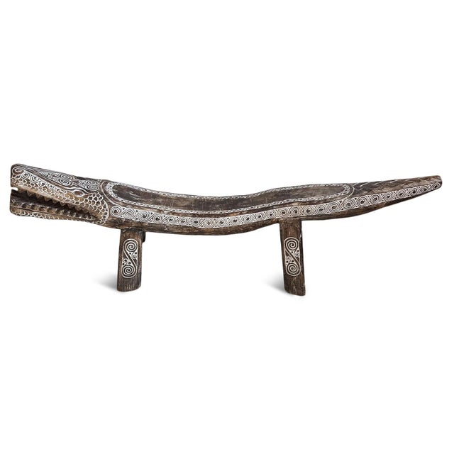Wood Carved Crocodile Log Bench For Sale - Image 4 of 6