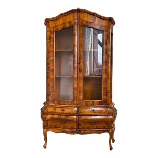 Baroque Display Cabinet in Walnut, 1980s For Sale