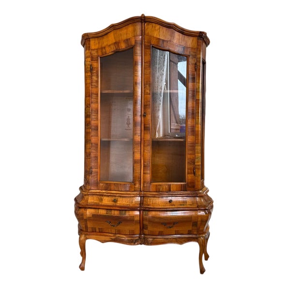 Baroque Display Cabinet in Walnut, 1980s For Sale